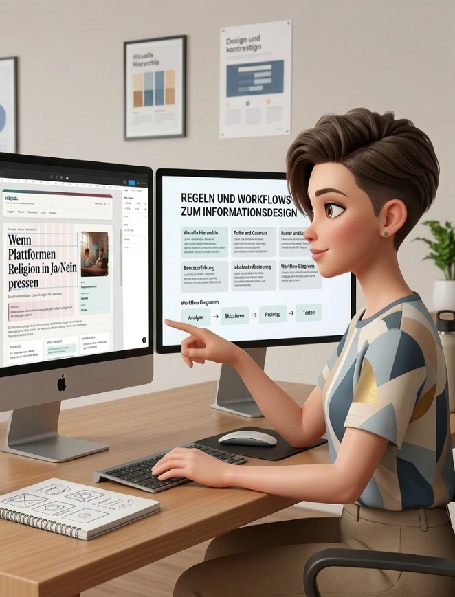 Die Informationsdesignerin als Persona für Struktur, Lesbarkeit und Orientierung